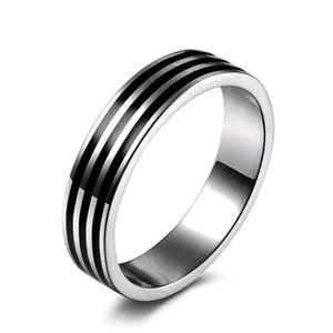 Stainless Steel Mens women Silver and Black Ring
